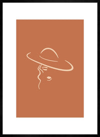 Lady Wearing Hat Natural Minimal Print