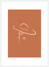 Lady Wearing Hat Natural Minimal Print