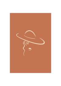 Lady Wearing Hat Natural Minimal Print