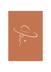 Lady Wearing Hat Natural Minimal Print
