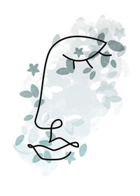 Leaves Face Line Art Print