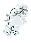 Leaves Face Line Art Print
