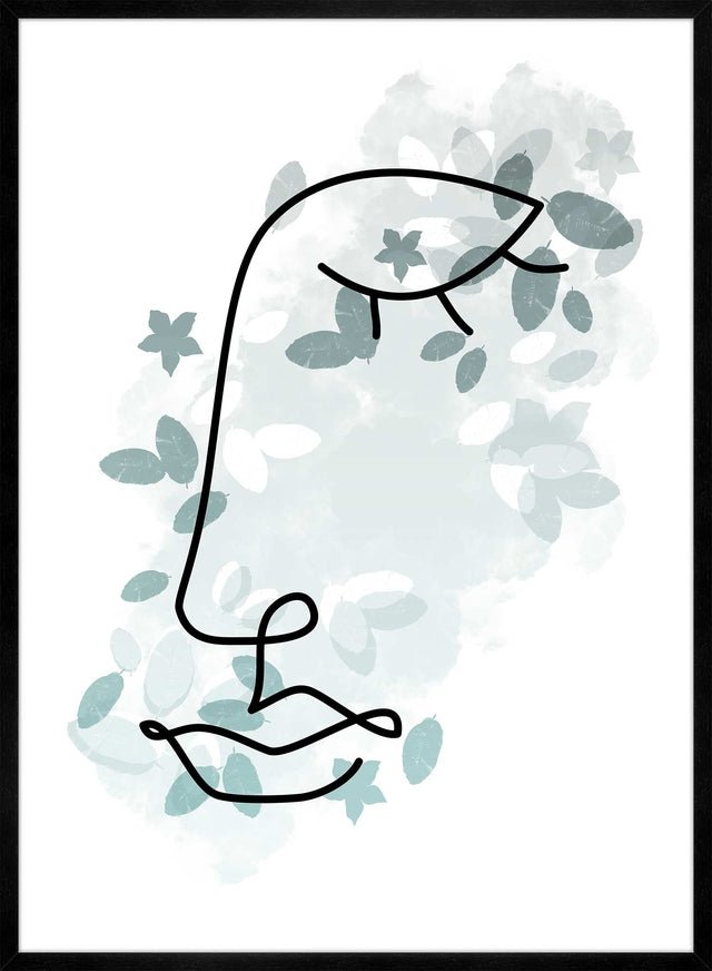 Leaves Face Line Art Print