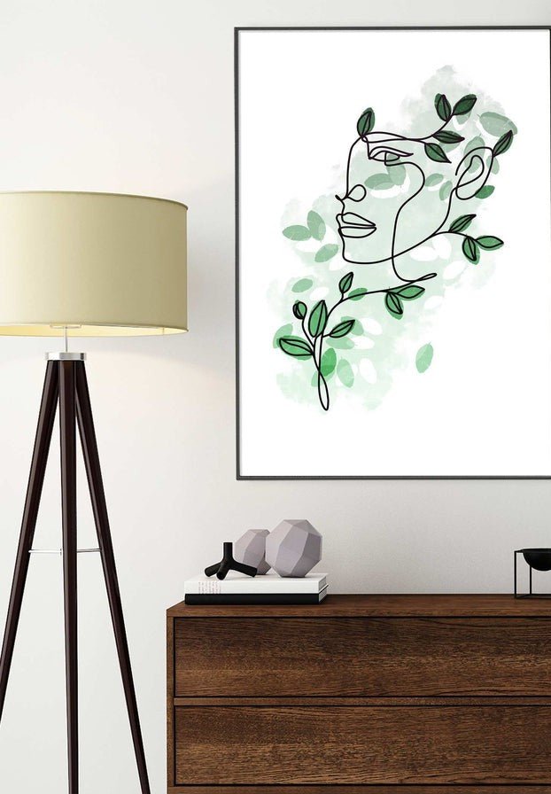 Leaves Hair Line Art Print