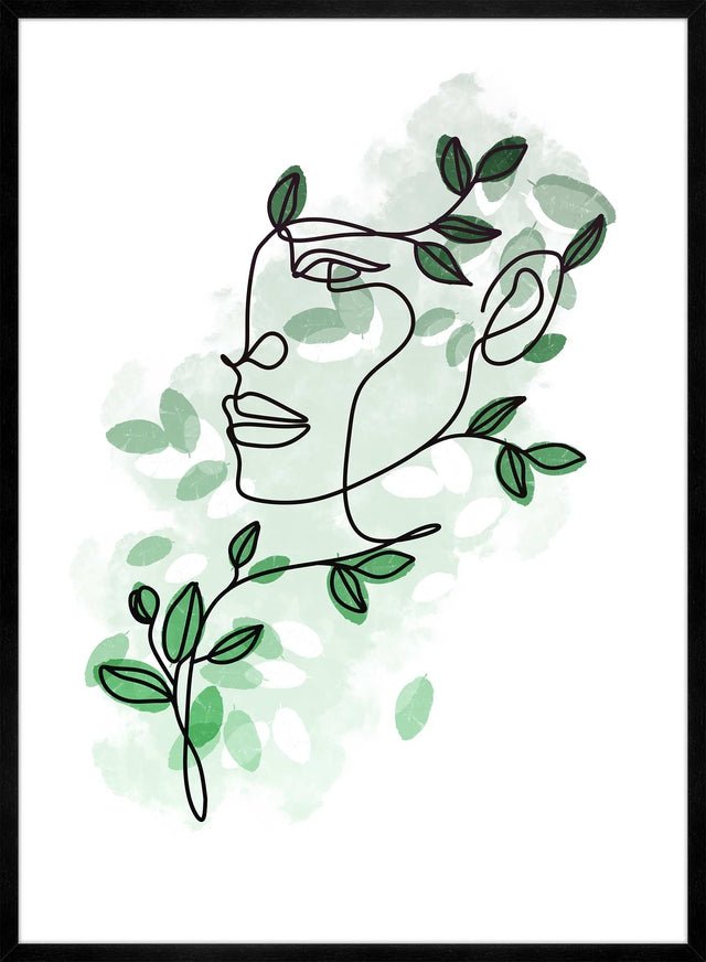 Leaves Hair Line Art Print