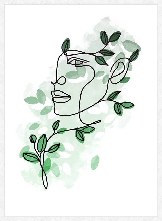 Leaves Hair Line Art Print