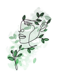 Leaves Hair Line Art Print