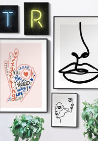 Lips Drawing Black And White Print