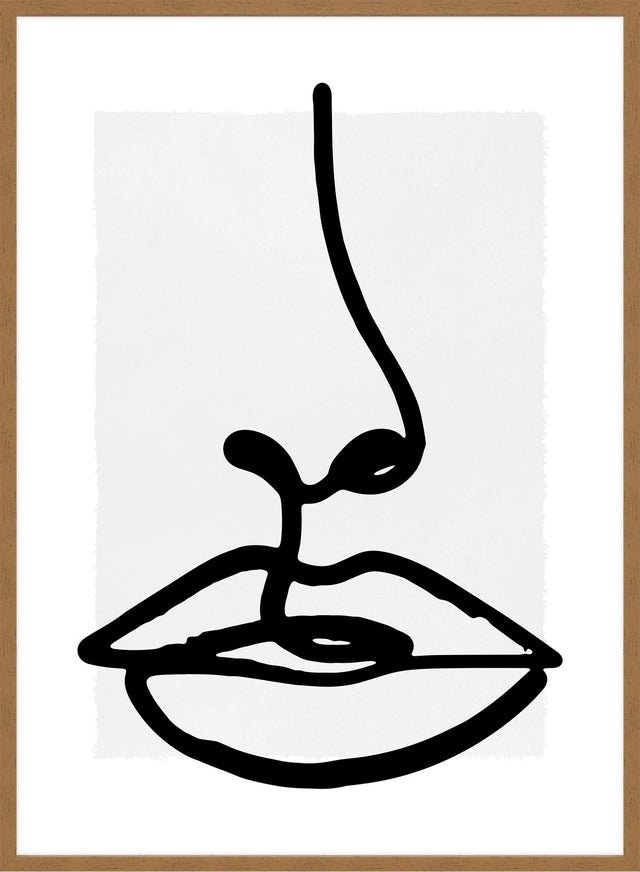 Lips Drawing Black And White Print