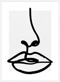 Lips Drawing Black And White Print