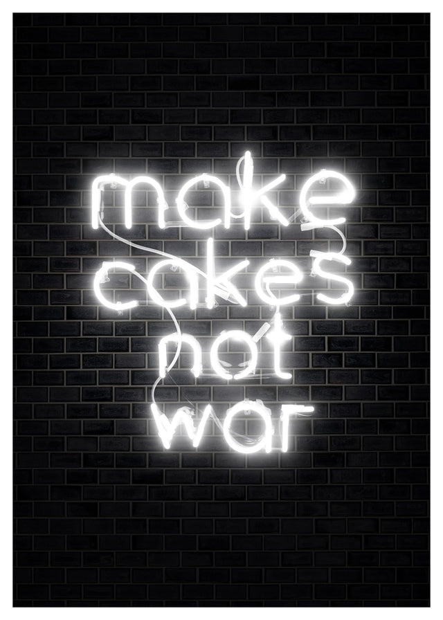 Make Cakes White Neon Print
