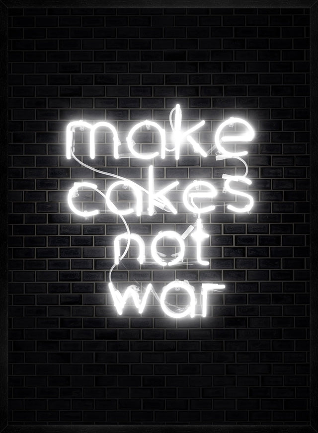 Make Cakes White Neon Print