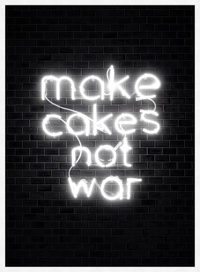 Make Cakes White Neon Print