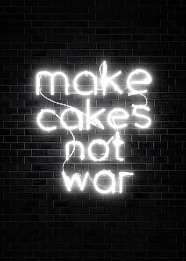Make Cakes White Neon Print