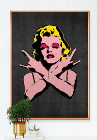 Marilyn Monroe Rock N Roll Stencil Art Graffiti Black Print