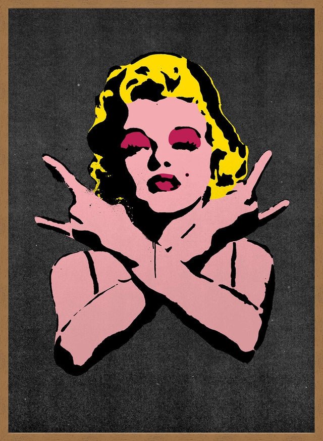 Marilyn Monroe Rock N Roll Stencil Art Graffiti Black Print