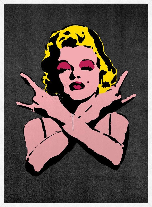 Marilyn Monroe Rock N Roll Stencil Art Graffiti Black Print