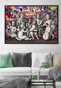 Naughty Cherubs Graffit Art Print