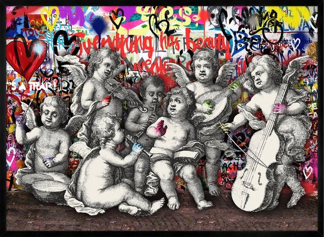 Naughty Cherubs Graffit Art Print