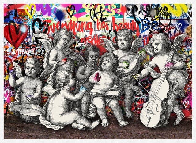Naughty Cherubs Graffit Art Print