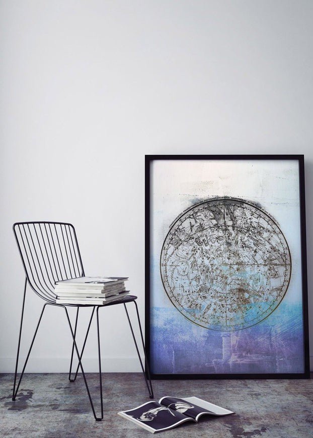Nautical Map Blue Blend Print