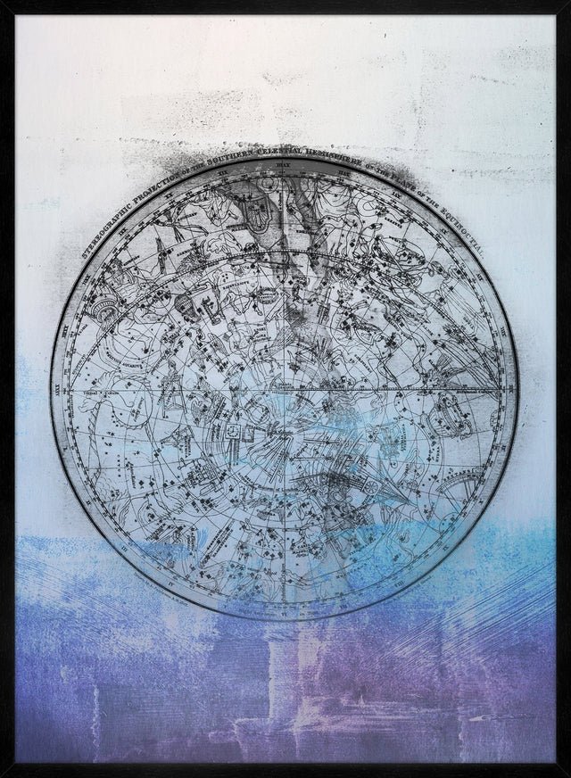 Nautical Map Blue Blend Print