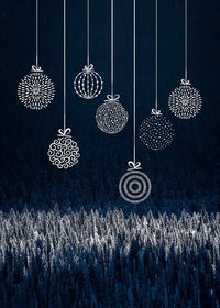 Navy Illustrated Baubles Christmas Print