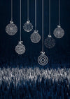 Navy Illustrated Baubles Christmas Print