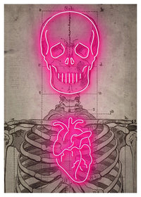 Neon Skeleton Vintage Diagram Print