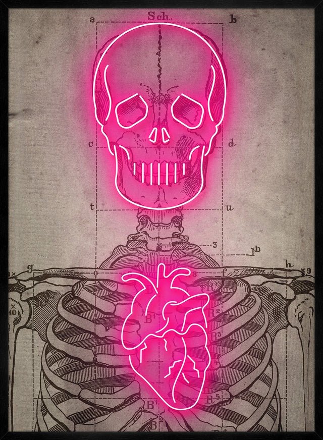 Neon Skeleton Vintage Diagram Print