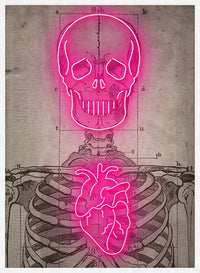 Neon Skeleton Vintage Diagram Print