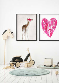 Never Grow Up Heart Type Pink Print
