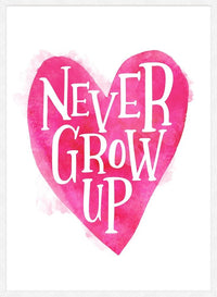 Never Grow Up Heart Type Pink Print