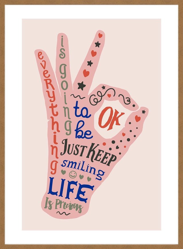 OK Fingers Typography Block Colour Print