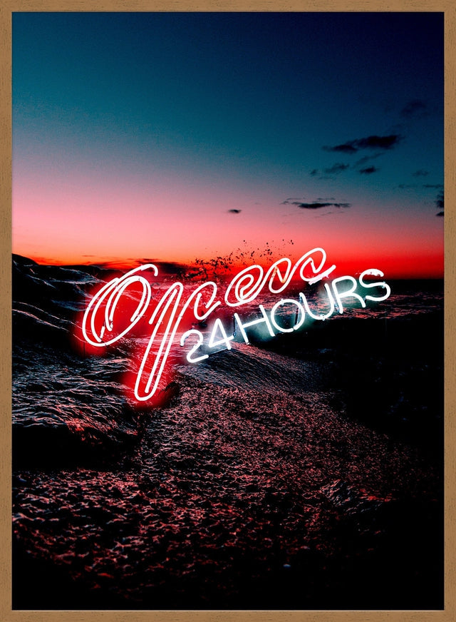 Open 24 Hours Ocean Neon Print