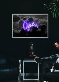 Open Clouds Purple Neon Print