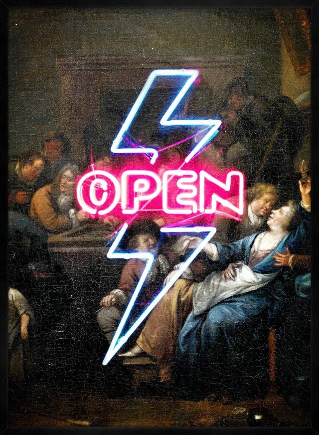 Open Tavern Neon Sign Style Print