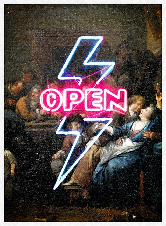 Open Tavern Neon Sign Style Print