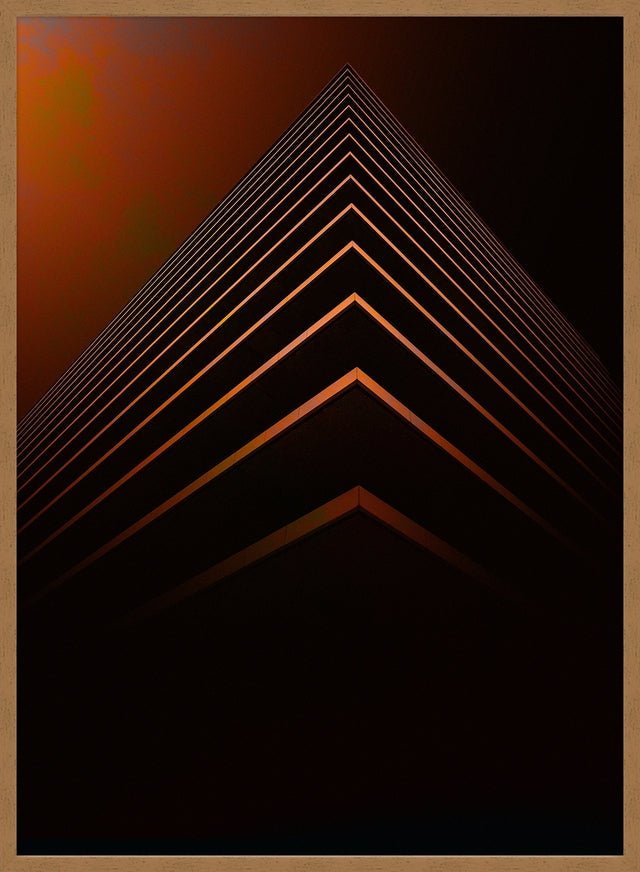 Orange Pyramid Geometric Print