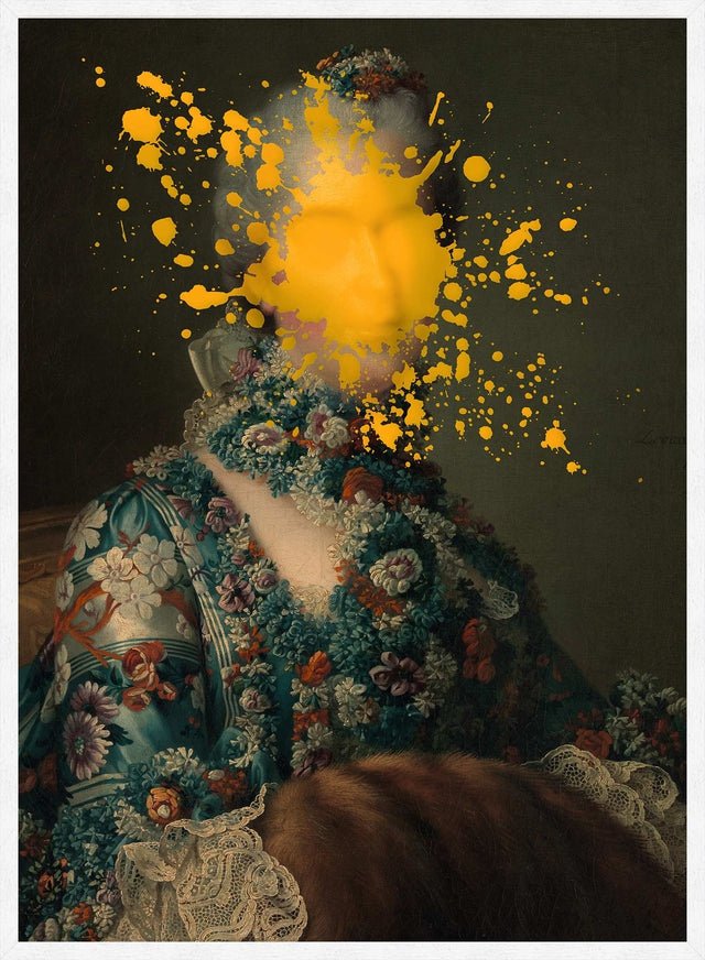 Paint Splat Altered Art Portrait Print