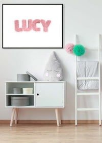 Pastel Pink Fur Style Personalised Name Print