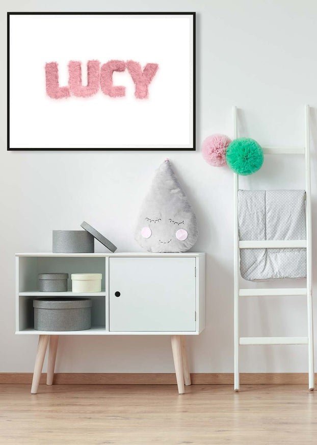 Pastel Pink Fur Style Personalised Name Print