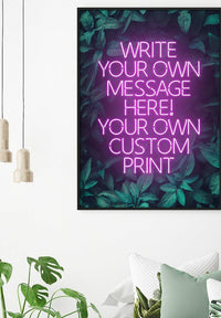 Pink Neon Centered Leaves Print