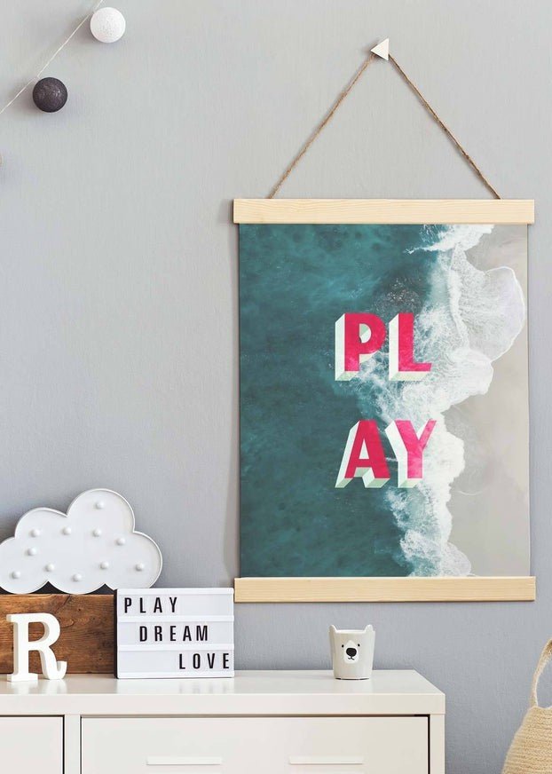 Play Typography Beach Print