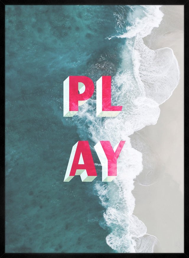 Play Typography Beach Print