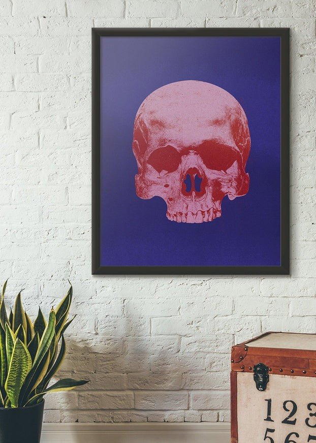 Pop Art Warhol Style Blue & Pink Skull Print