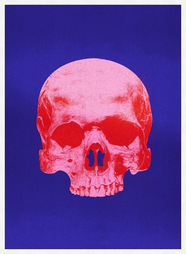 Pop Art Warhol Style Blue & Pink Skull Print