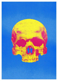 Pop Art Warhol Style Blue & Yellow Skull Print