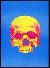 Pop Art Warhol Style Blue & Yellow Skull Print