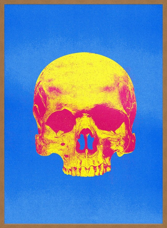 Pop Art Warhol Style Blue & Yellow Skull Print